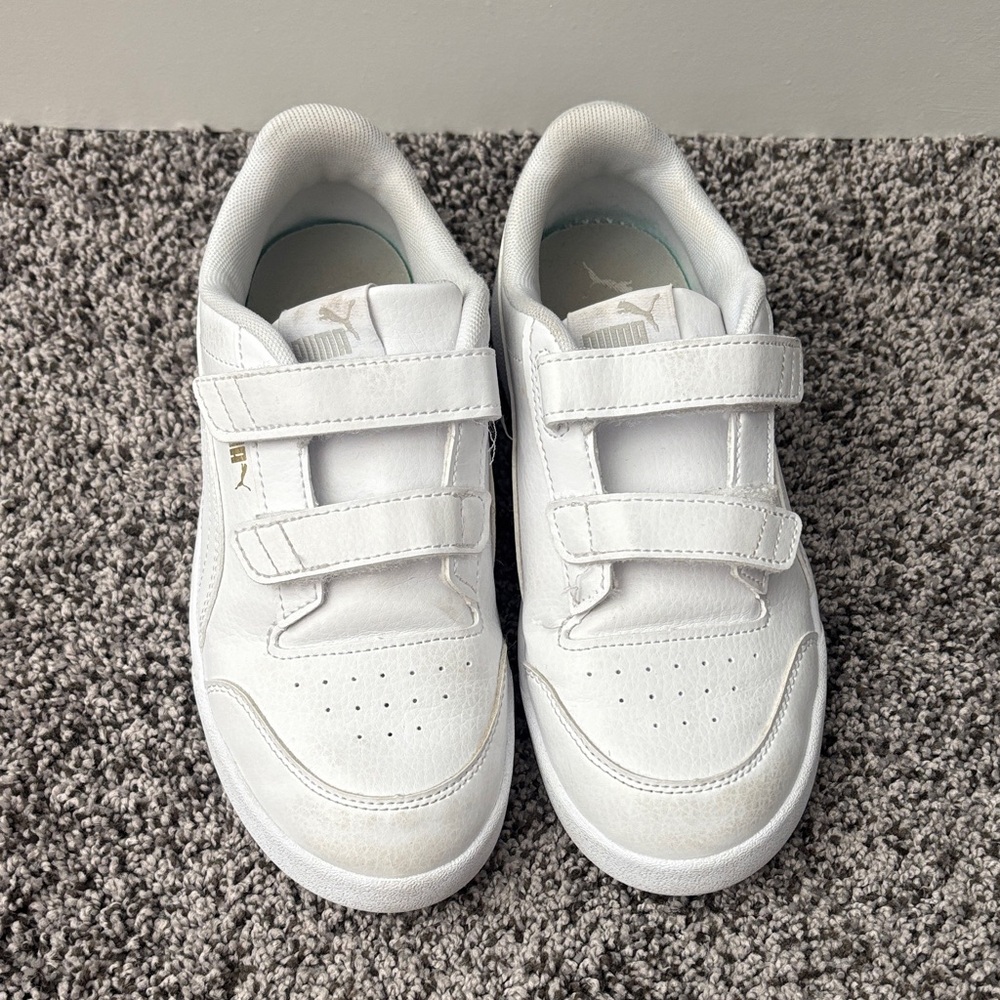 Puma Kids White Double Velcro Sneakers